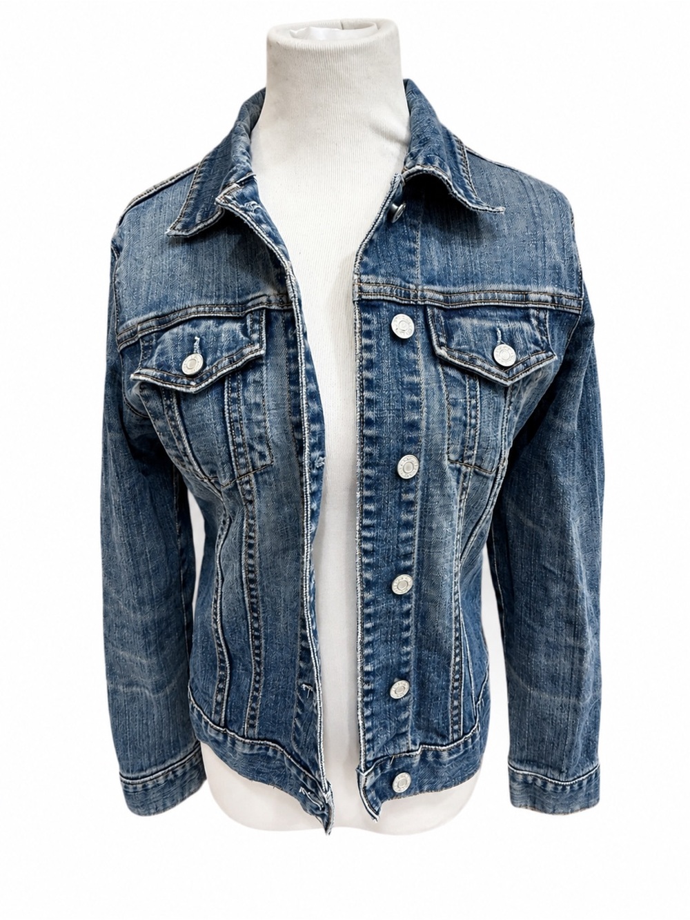 GAP Distressed Blue Denim Jacket Small